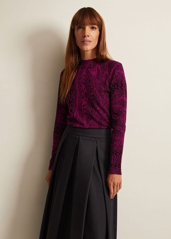 Phase Eight Livetta Snake Print Knitwear Purple Australia | UO0623478